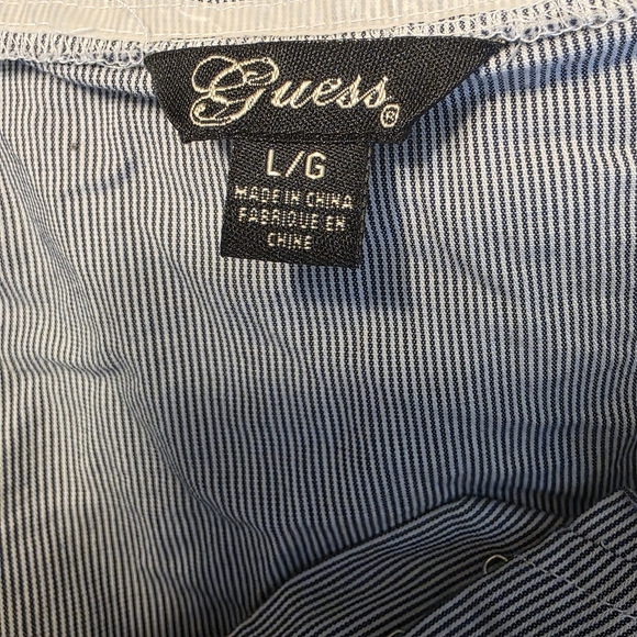 Vintage Guess Pinstripe Hook & Eye Back Cutout Corset Top L - Picture 6 of 8